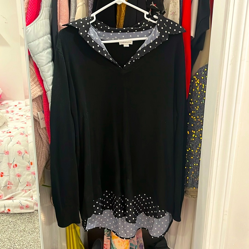 Craft & Barrow Tunic Black Sweater Faux Layers